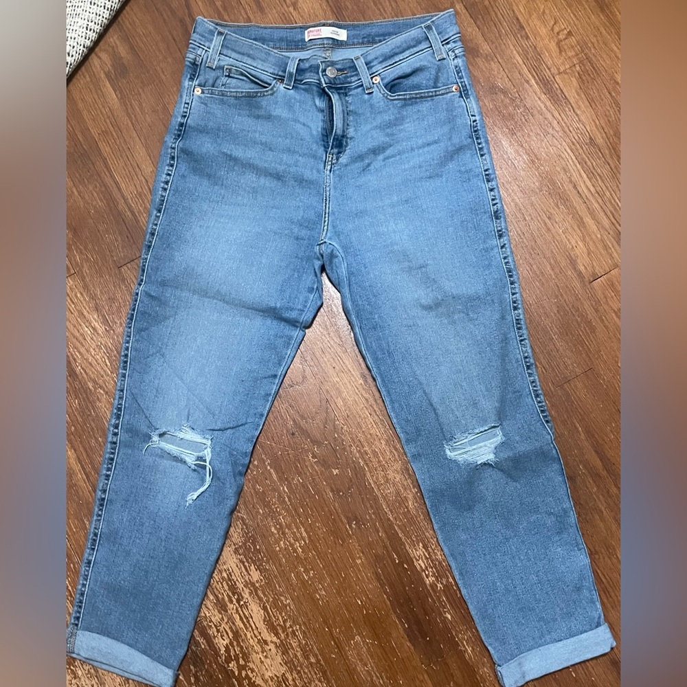 Signature by Levi Strauss Blue Skinny Jeans Distressed Heritage Boyfriend Style